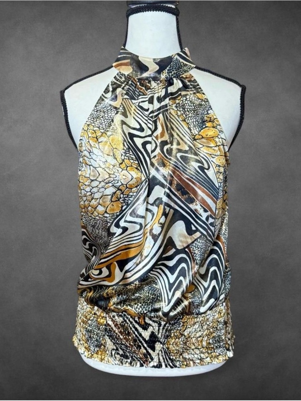 Cache Animal Print Halter Top – S